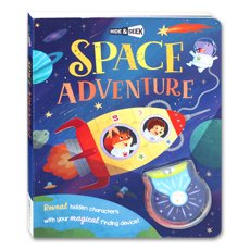 Hide & Seek Space Adventure Magical Lights Book Reveal hidden characters with your magical finding device!