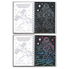 Scratch & Colour SPACE with cool scratchy pages & fantastic colouring pages