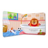 Buku Interaktif Good Habits MANDI ITU MENYENANGKAN (Bahasa Indonesia & Inggris) dengan fitur interaktif Tarik-Dorong, Buka-Tutup, Geser!