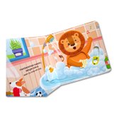 Buku Interaktif Good Habits MANDI ITU MENYENANGKAN (Bahasa Indonesia & Inggris) dengan fitur interaktif Tarik-Dorong, Buka-Tutup, Geser!