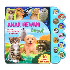 Buku Bersuara Anak Hewan Lucu 10 tombol suara hewan (Bahasa Indonesia & English)