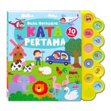 Buku Bersuara KATA PERTAMA 10 tombol suara hewan (Bahasa Indonesia & English)