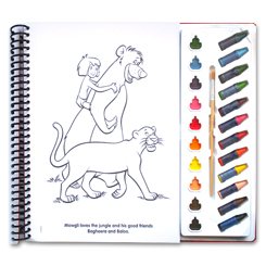 Disney Hero and Villains Deluxe Poster Paint & Color Book (80 Illustrations, 10 Water Paint Colors, 12 Crayons, 1 Paintbrush)